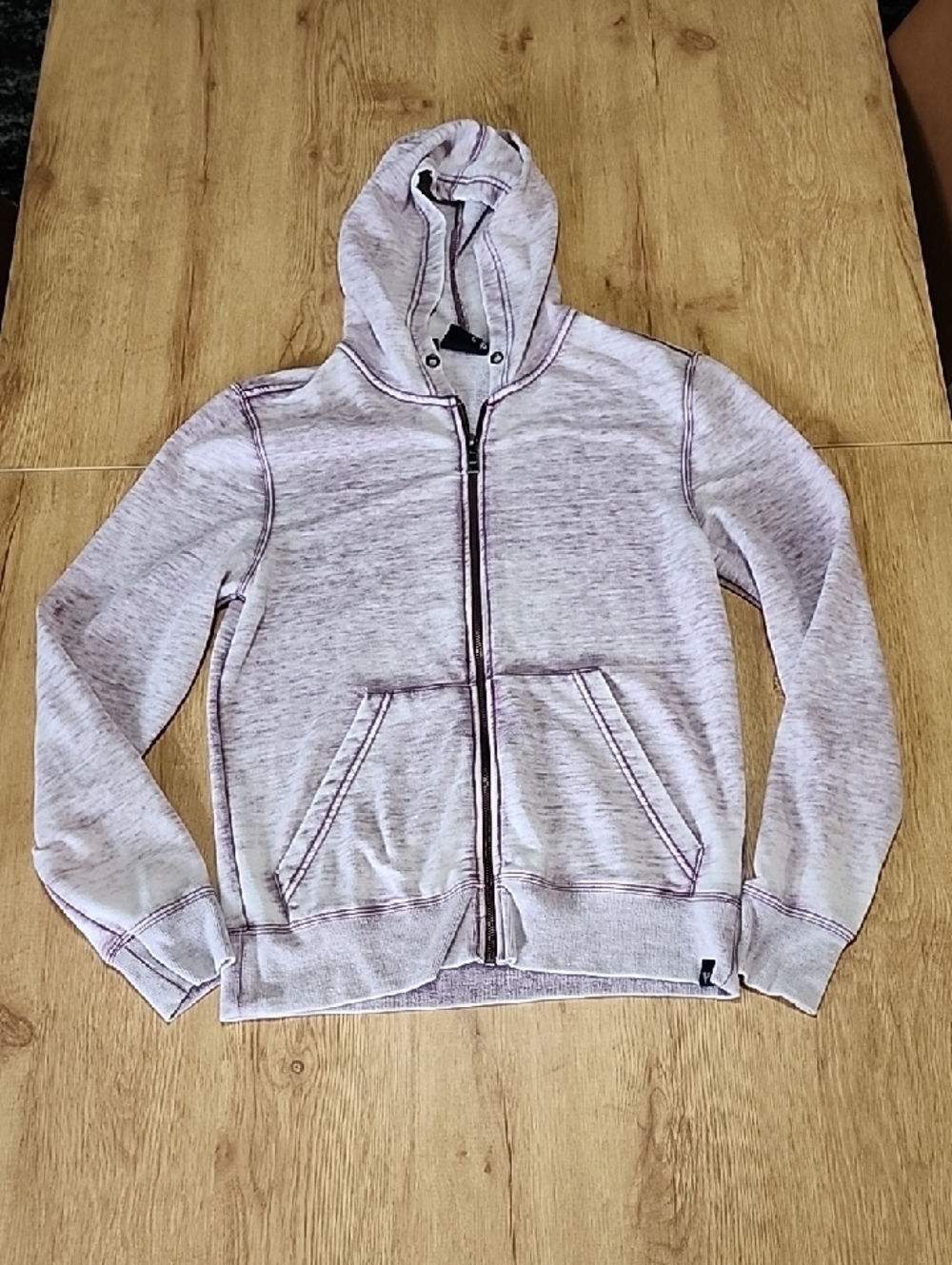 Vici Light Pink Washed Hoodie with Dark Pink Trim